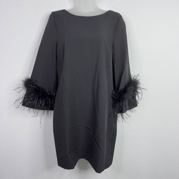 Sam Edelman Dresses & Skirts - Sam Edelman Dress Womens 4 Black Feather Cuff Hollywood Glam Cocktail Minimalist